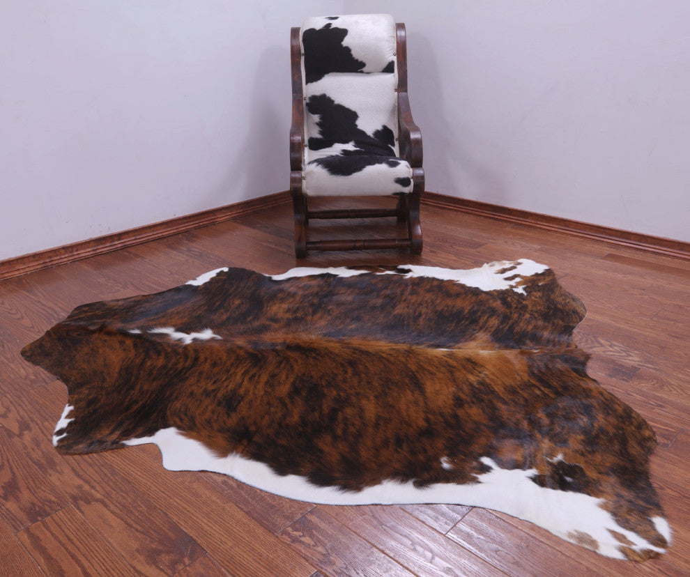 6' 7" X 6' 0" Brindle Natural Cowhide Rug C2363