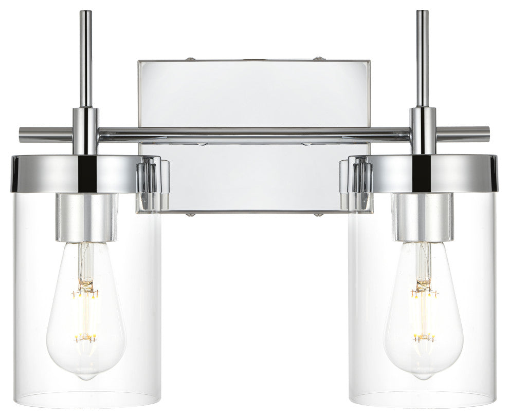2 Light Chrome And Clear Bath Sconce