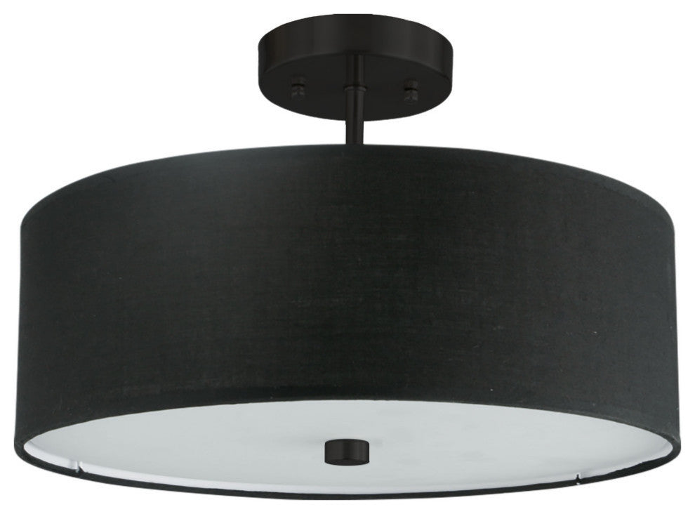 Transitional Semi Flush Mount Bedroom Light Everly, Matte Black