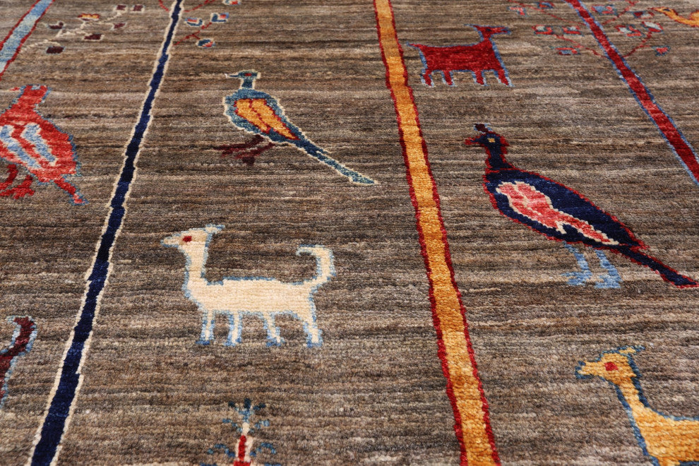 Tribal Persian Gabbeh Hand-Knotted Rug 8' 1" X 9' 9" Q8227