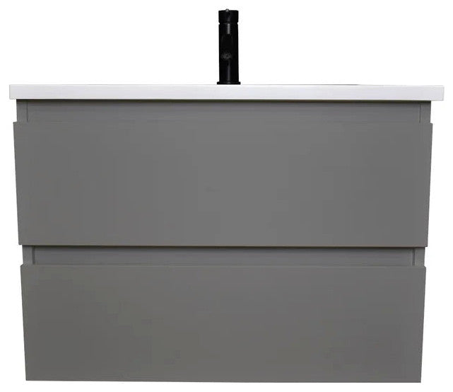Salt 20Dx24" Floating Bathroom Vanity, Gray With Acrylic Top