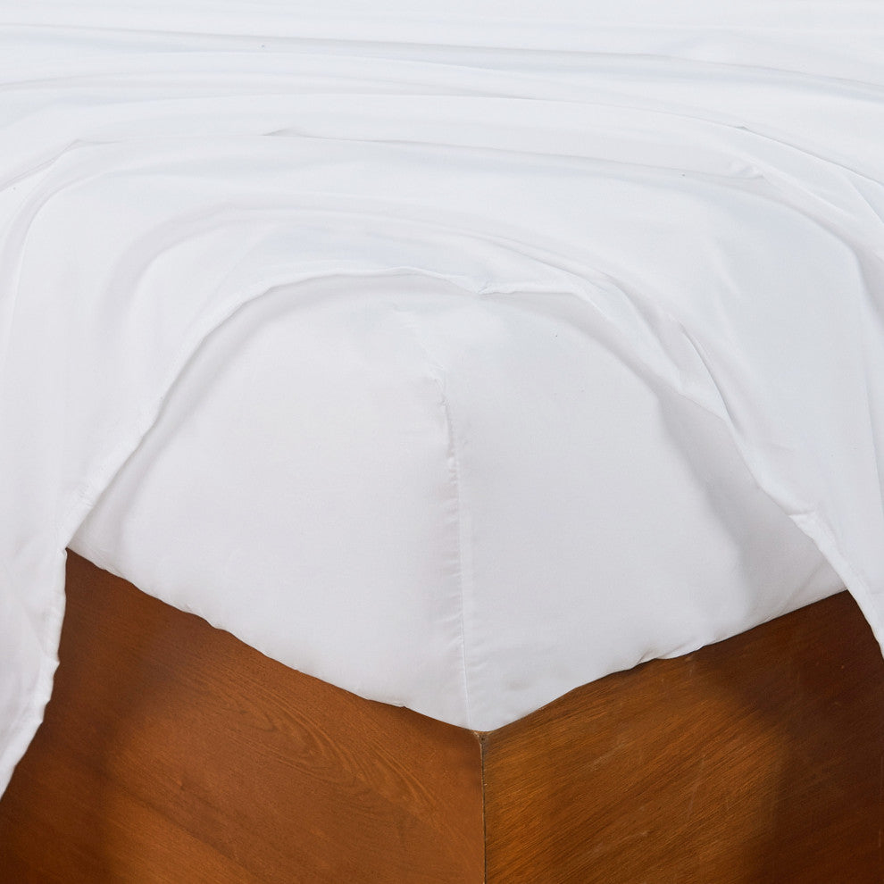 Serenta Puka Lei Embroidered 4 Piece Bed Sheet Set, White, King