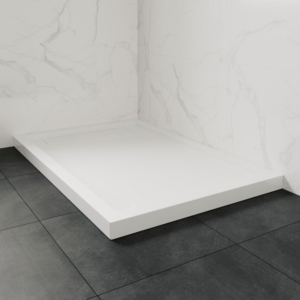 Ove Decors Erika Shower Base Rectangle, White, 54"x36", Side Drain
