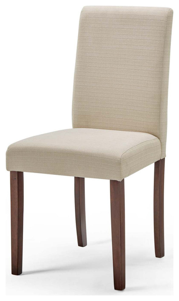 Side Dining Chair and Table Set, Fabric, Drak Brown Beige, Modern, Cafe Bistro