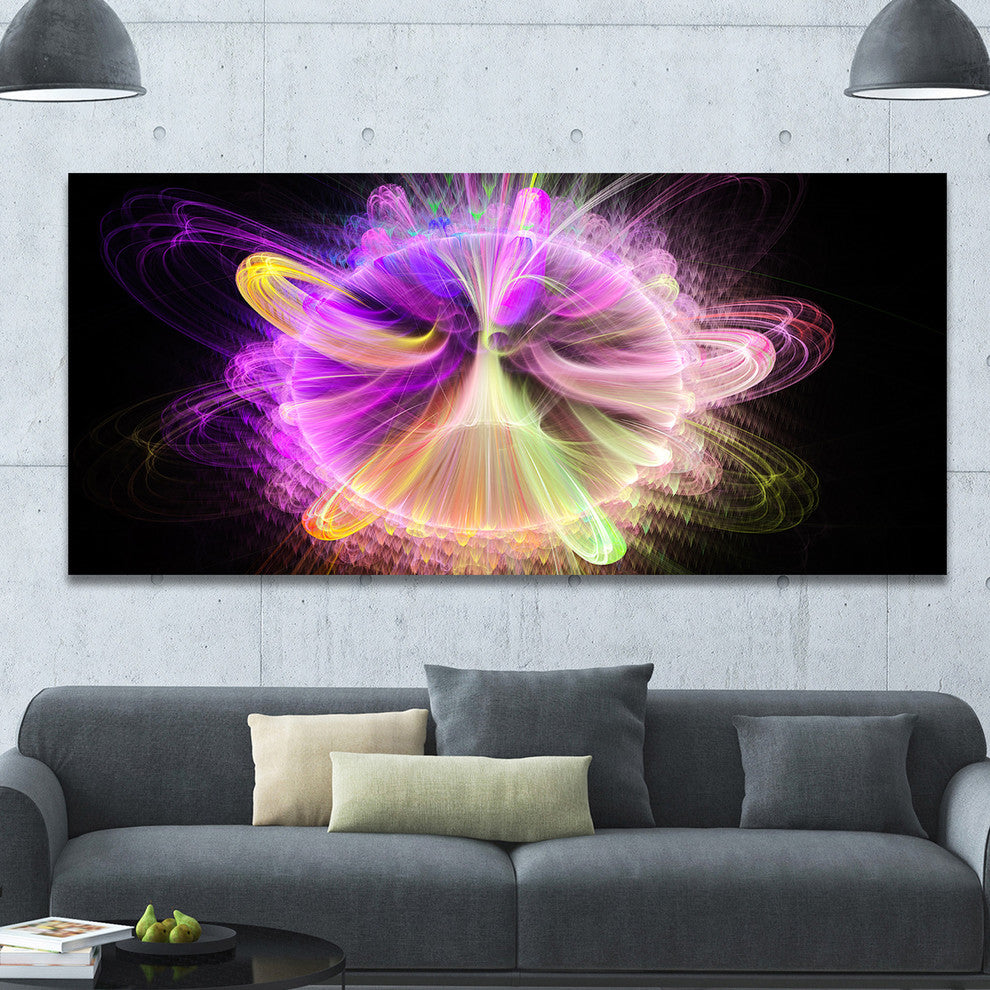 Purple Circle with Amazing Curves, Large Floral Canvas Art Print, 60"x28"