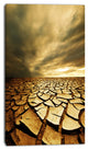 Broken Drought Land with Dark Clouds, African Landscape Canvas Print, 16"x32"