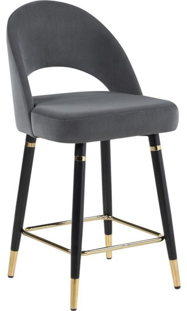Coaster Lindsey Upholstered Velvet Counter Height Stool in Gray