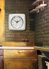 Square Retro Wall Clock, 9.25", White