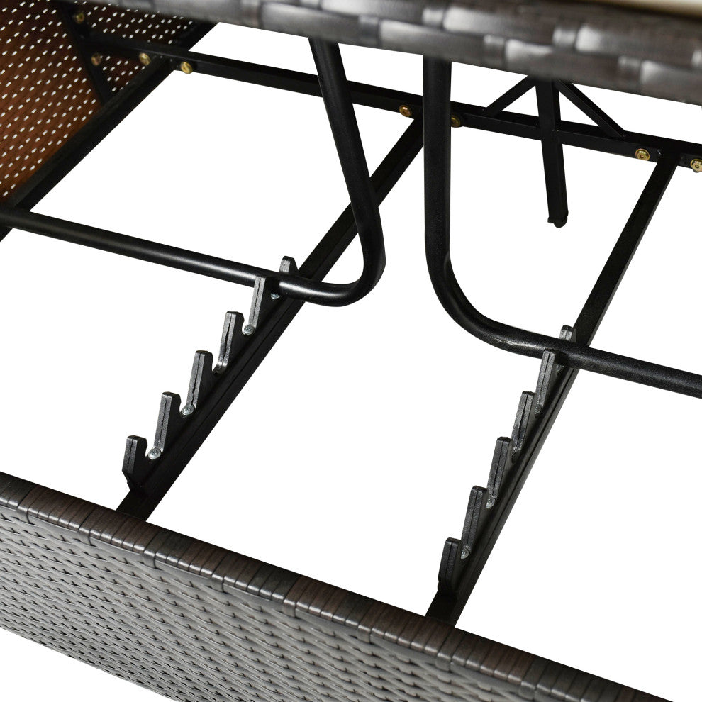 2-Piece Outdoor Wicker Patio Sunbed Daybed With Cushions And Adjustable Seats, Black Orange