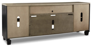 83" TV Entertainment Media Console, 2 Door, Wood, Glass, Black, Brown