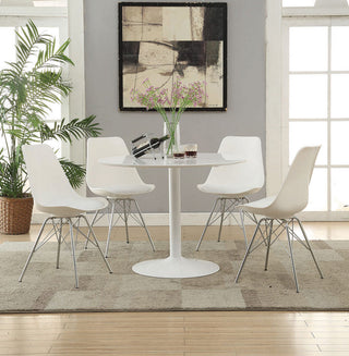Metal Round Dining Table, White