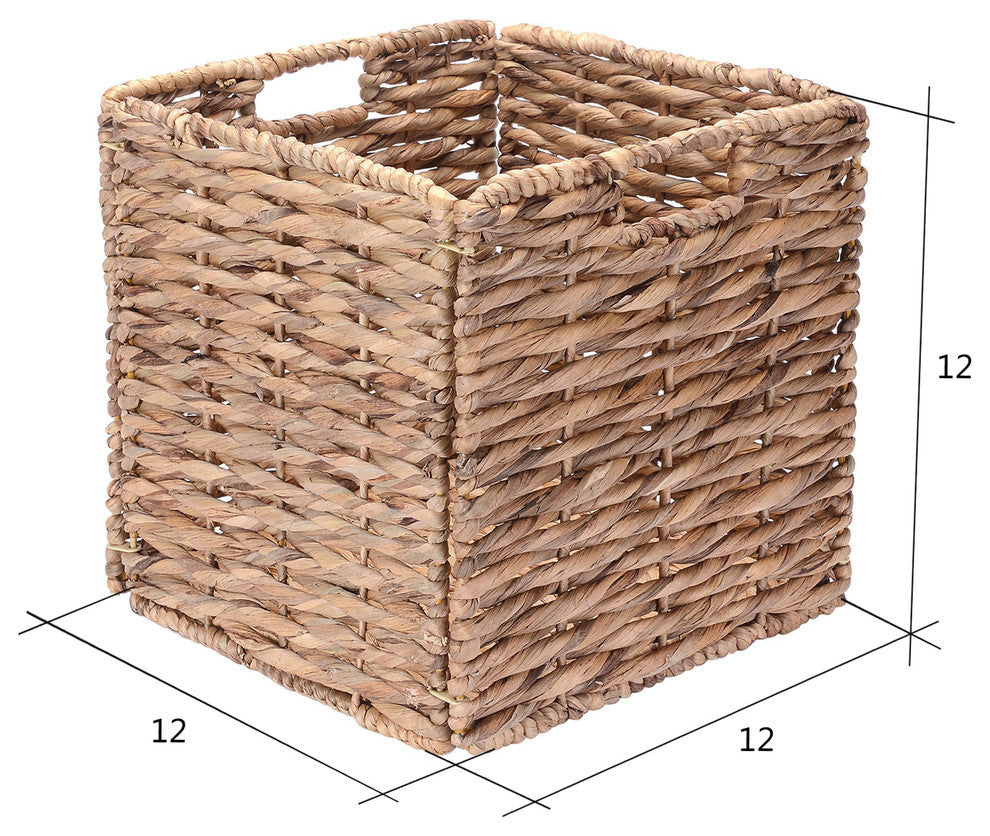 Villacera 12" Square Handmade Twisted Wicker Storage Bin Set of 2