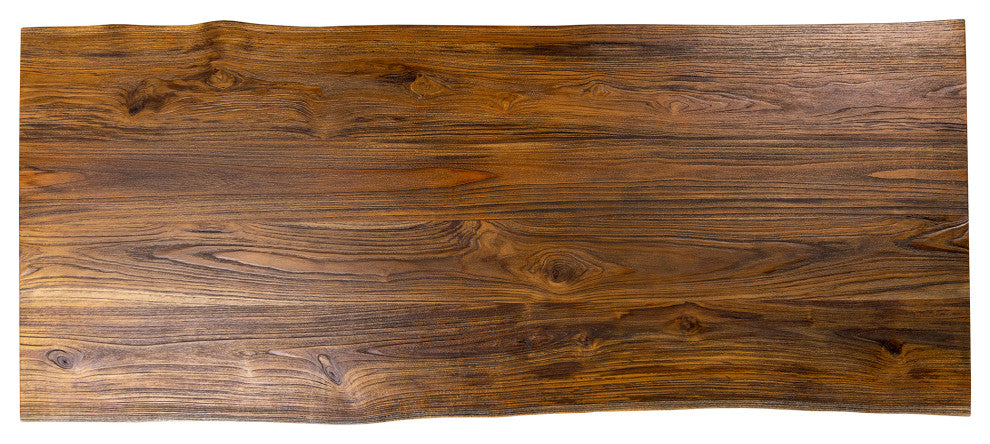 Solid Teak Live Edge Dining Table With Metal Legs, 84x40
