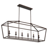 6 Light Kitchen Island Linear Pendant Chandelier, Oil Rubbed Bronze