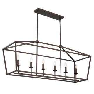6 Light Kitchen Island Linear Pendant Chandelier, Oil Rubbed Bronze