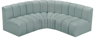 Arc Vegan Leather Upholstered 4-Pc. L-Shaped Modular Sectional, Green