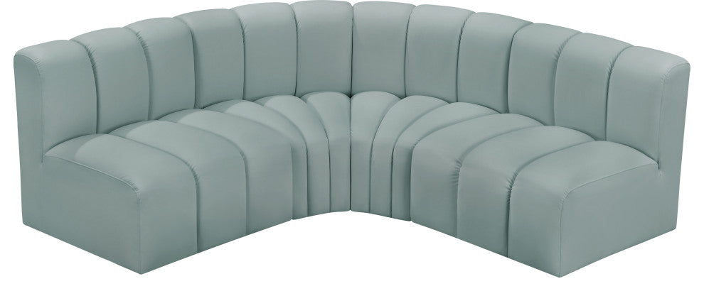 Arc Vegan Leather Upholstered 4-Pc. L-Shaped Modular Sectional, Green