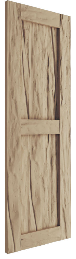 Rustic Two Equal Panel Flat Panel Riverwood Faux Wood Shutters (Per Pair)