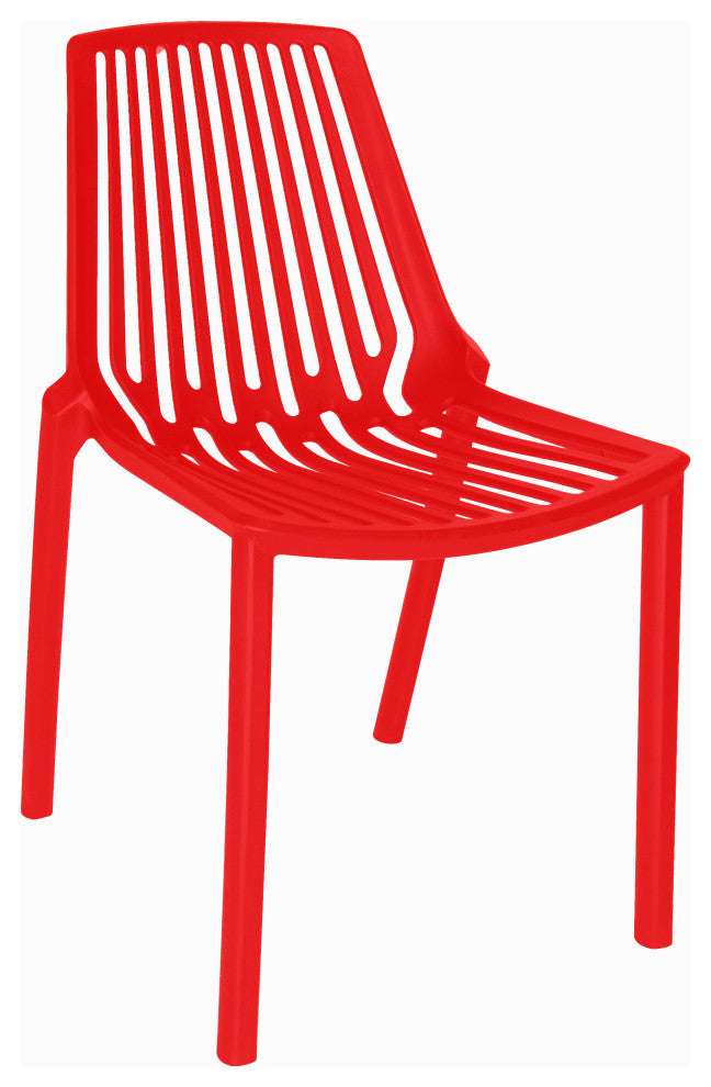 LeisureMod Acken Mid-Century Modern Plastic Dining Chair, Red