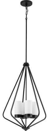 Elevate 4-Light Matte Black Etched Glass Modern Pendant Hanging Light