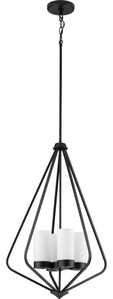 Elevate 4-Light Matte Black Etched Glass Modern Pendant Hanging Light
