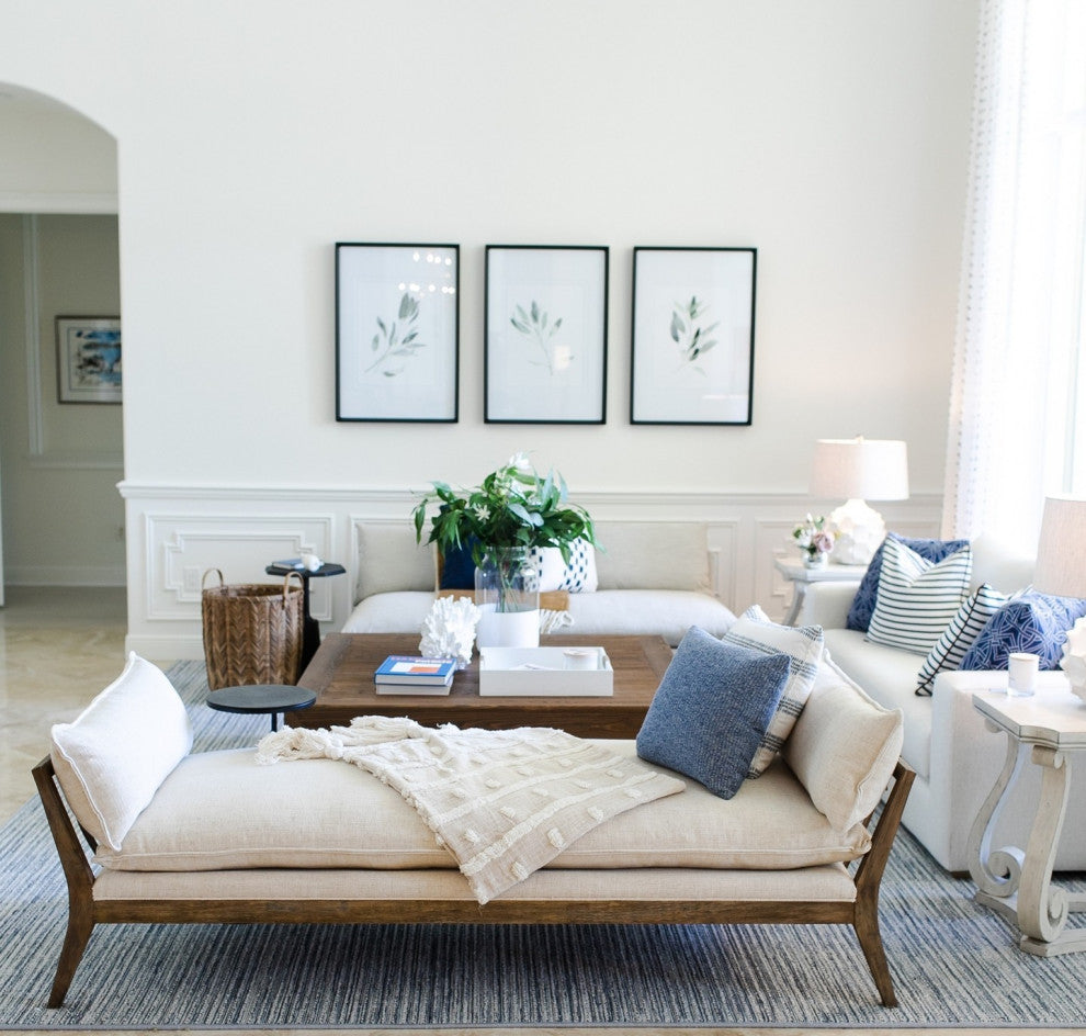 Sage Herb Watercolor Print Green White Wall Art Framed Farmhouse, 3-Piece Set