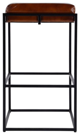 Eldridge 31" Seat Height Leather, Iron Backless Bar Height Stool, Footrest