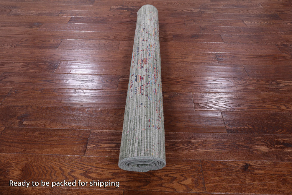 4' 1" X 6' 2" Modern Hand Knotted Wool and Silk Rug Q11843