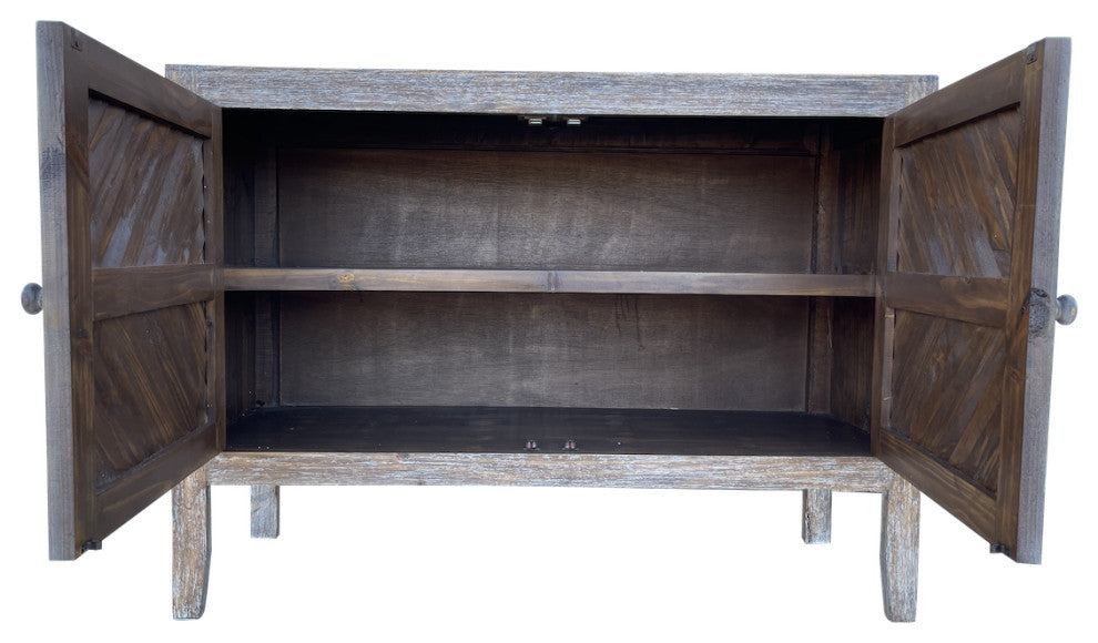 2 Door High Leg Accent Console With Door Detail, Brown