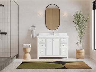 Chicago 48" Single Sink Bathroom Vanity, White 2" Calacatta Nuvo
