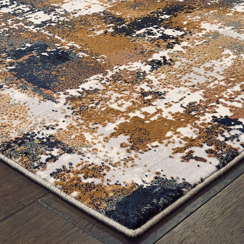 HomeRoots 9' x 12' Ivory Gray Abstract Sectors Indoor Area Rug