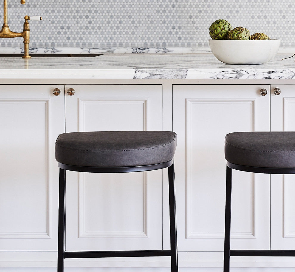 Elite Living Dome (Set of 2) Modern Backless 26" Counter Stool, Dark Gray
