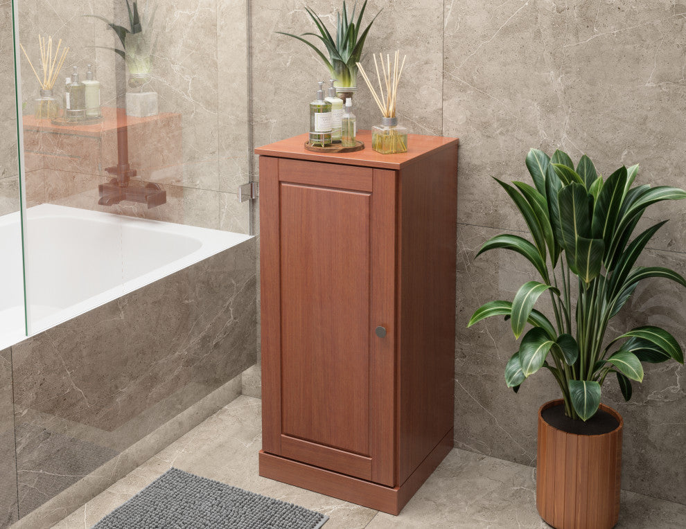 16.5" Bathroom Cabinet With Door and Adjustable Shelves, Mocha