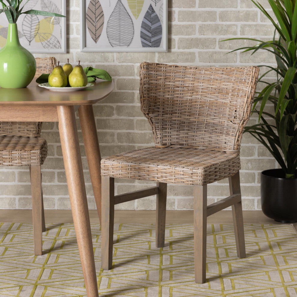 Liana Modern Rattan and Wood Dining Chair