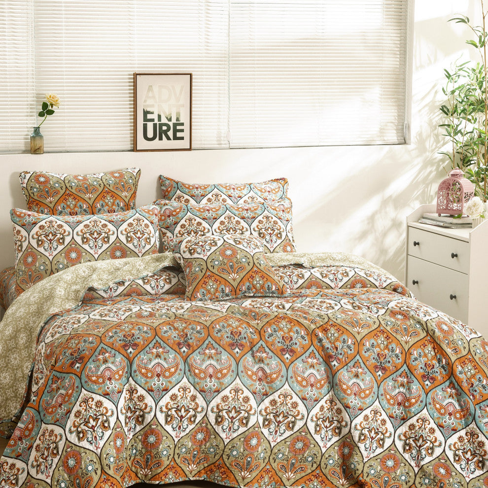 Garden Party 3-Piece Reversible Quilt Set, Queen