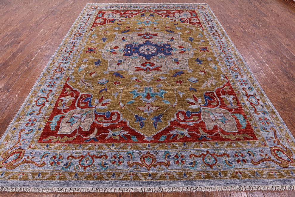 Persian Heriz Serapi Hand Knotted Wool Rug 9' 1" X 11' 11" - Q13052