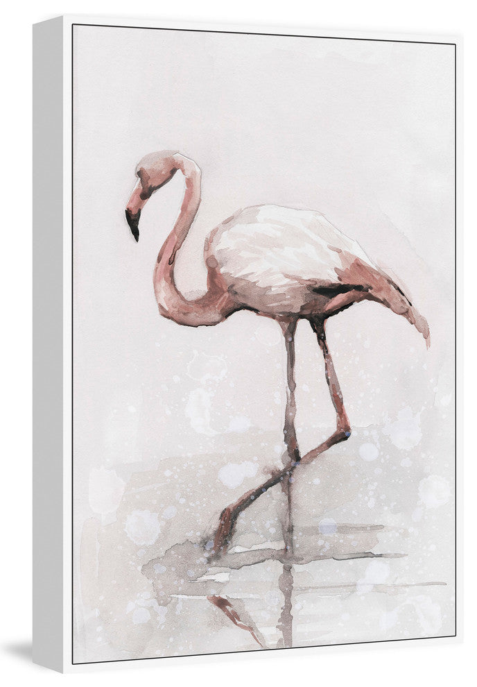 "Flamingo Splash" Floater Framed Painting Print on Canvas, 30"x45"