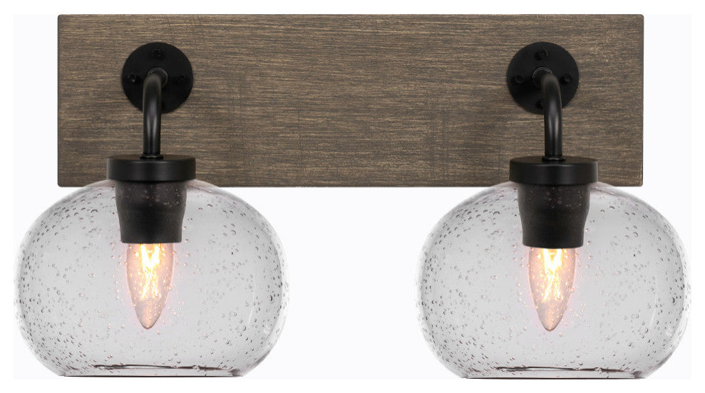 Oxbridge, Bath Bar, Matte Black & Painted Distressed Metal, 7" Clear Bubble
