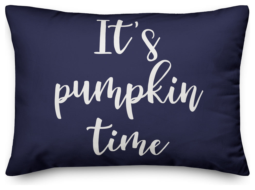 It's Pumpkin Time Lumbar Pillow, Navy, 14"x20"