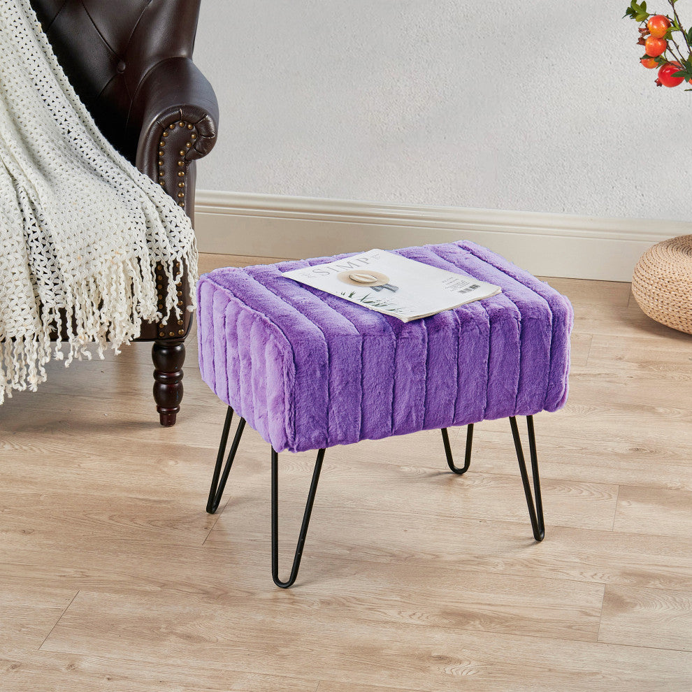 Serenta Super Mink Ottoman, Paisley Purple, 19''x13''x17''
