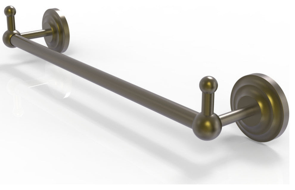 Prestige Que New 18" Towel Bar with Integrated Hooks, Antique Brass