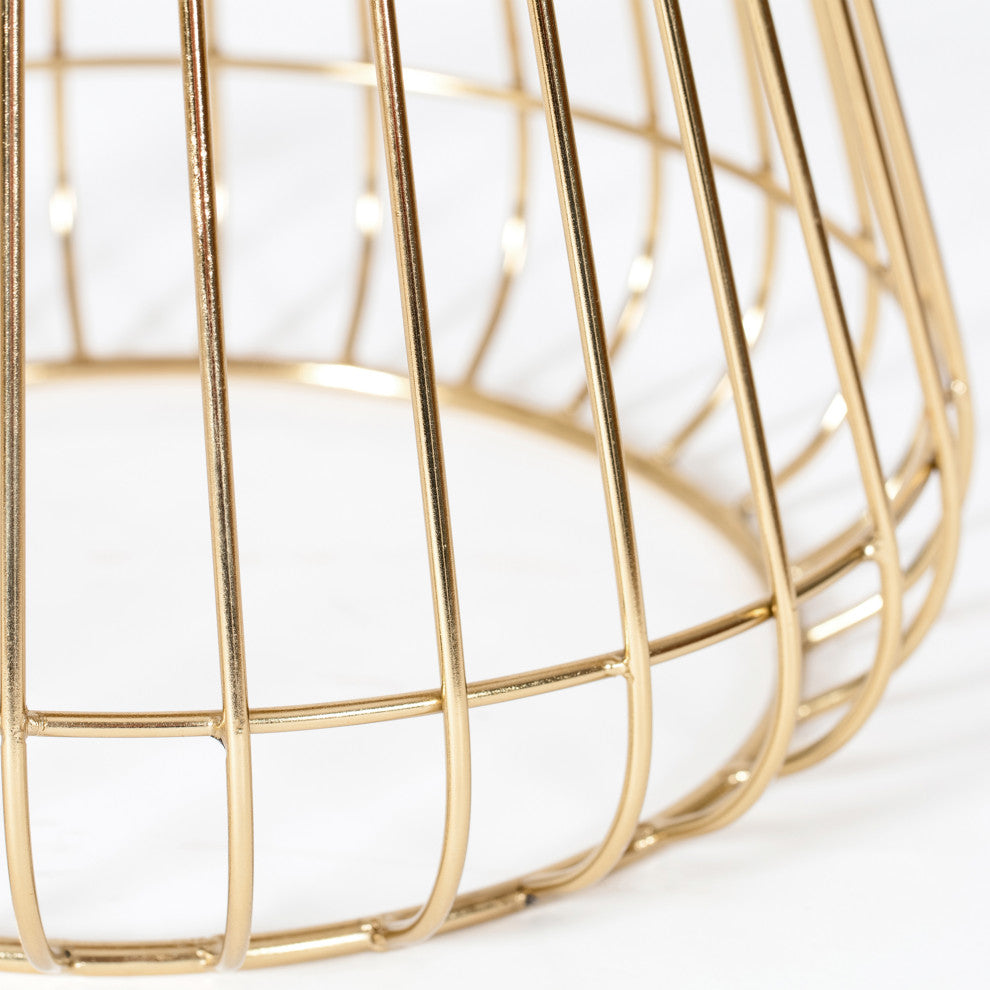 Melody Designer Cage Table, Walnut, Gold