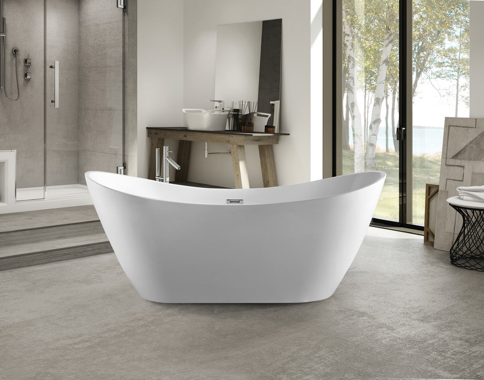 Vanity Art 71" Freestanding Acrylic Soaking Bathtub