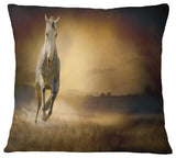 Horse Galloping Through Valley Animal Throw Pillow, 18"x18"