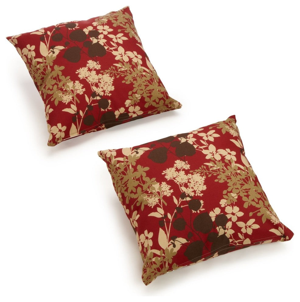 Blazing Needles 17" Outdoor Knife Edge Throw Pillows, Set of 2, Montfleuri Sangr