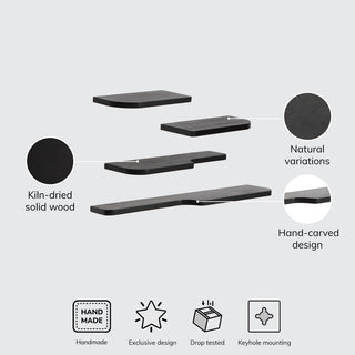 Dale Set of 4 Wall Mounted Shelves, Black