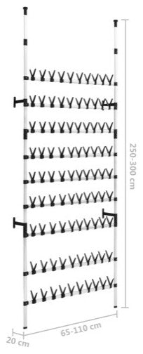 vidaXL Shoe Rack Telescopic Shoe Organizer Shelf Stand with Rods Aluminum