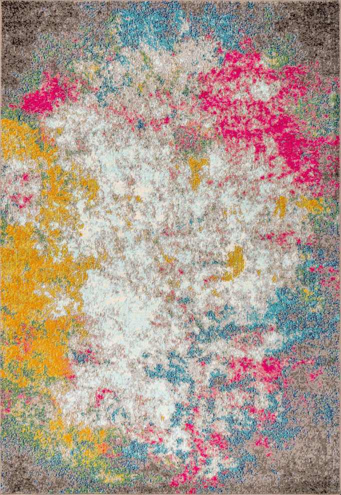 Contemporary POP Modern Abstract Multi/Yellow 5' x 8' Area Rug
