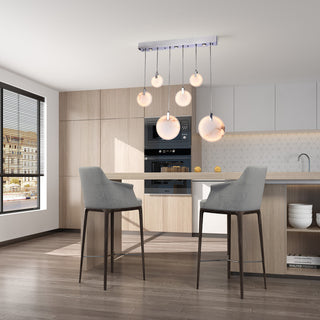 Modern Spanish Marble Linear Chandelier, Chrome