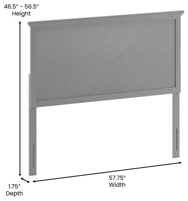 Fiona Herring Bone Wooden Adj. Headboard for Metal Bed Frames,Gray Wash-Full